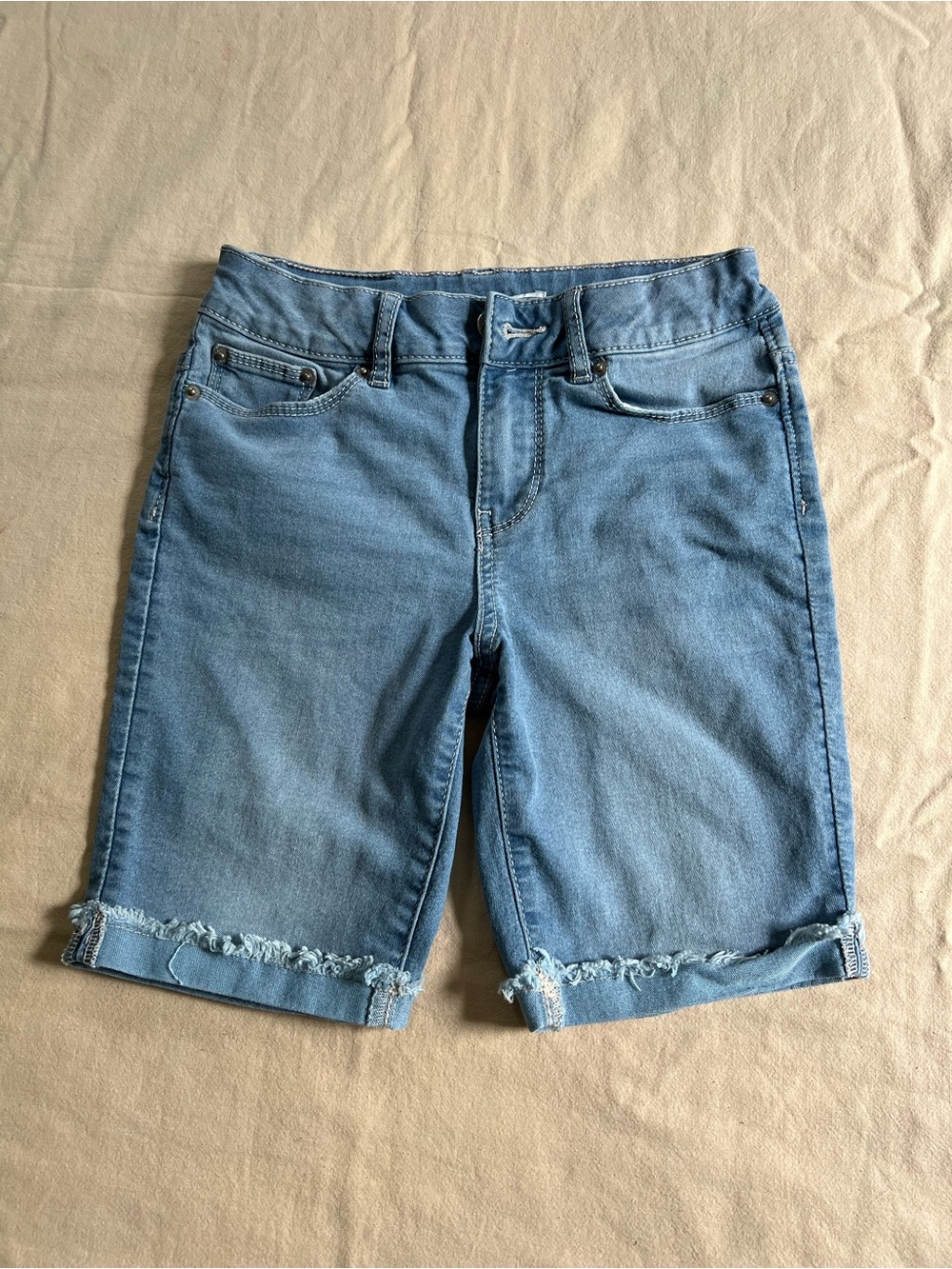 Calvin Klein Jeans Light Blue Denim Bermuda Shorts with Raw Hem
